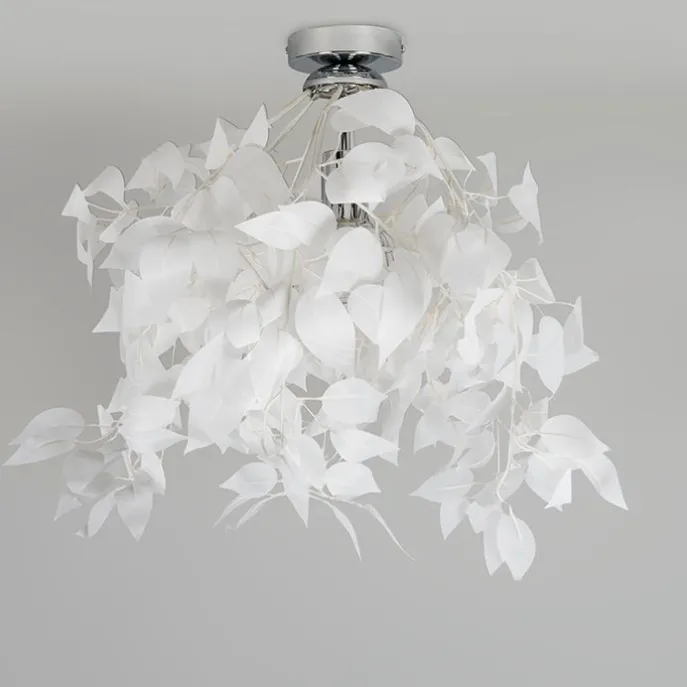 Romantische plafondlamp wit met blaadjes - Feder