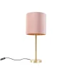 Romantische tafellamp messing met roze kap 25 cm - Simplo