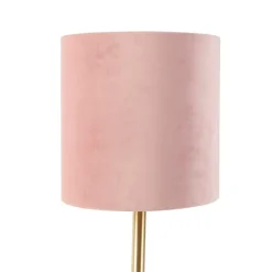 Romantische tafellamp messing met roze kap 25 cm - Simplo