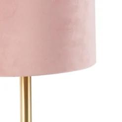 Romantische tafellamp messing met roze kap 25 cm - Simplo