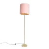 Romantische vloerlamp messing met roze kap 40 cm - Simplo