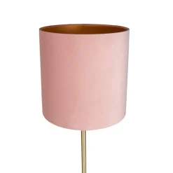 Romantische vloerlamp messing met roze kap 40 cm - Simplo