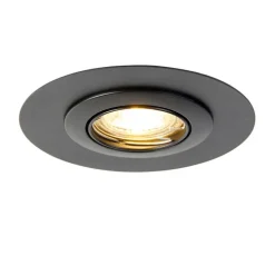Ronde inbouwspot zwart kantelbaar met opvulring - Edu