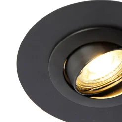 Ronde inbouwspot zwart kantelbaar met opvulring - Edu