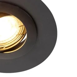 Ronde inbouwspot zwart kantelbaar met opvulring - Edu