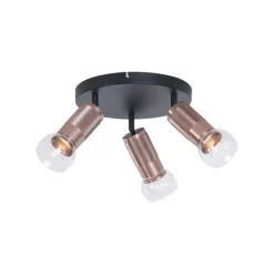 Ronde plafondspot donker brons rond 3-lichts draai- en kantelbaar - Veerle