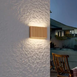 Scandinavische buiten wandlamp hout print 17,5cm incl. LED IP65 - Batt