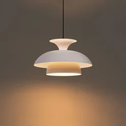 Scandinavische hanglamp beige met witte binnenkant - Titus