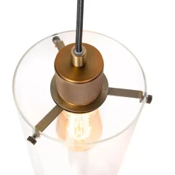 Scandinavische hanglamp brons met glas 4-lichts - Dome