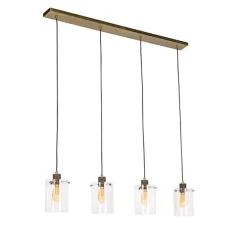 Scandinavische hanglamp brons met glas 4-lichts - Dome