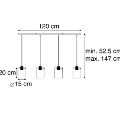 Scandinavische hanglamp brons met glas 4-lichts - Dome