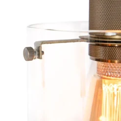 Scandinavische hanglamp brons met glas 4-lichts - Dome