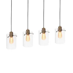 Scandinavische hanglamp brons met glas 4-lichts - Dome