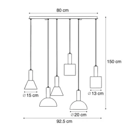 Scandinavische hanglamp creme 6-lichts - Biles