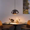 Scandinavische hanglamp donkerbrons met gouden binnenkant - Loes