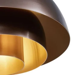 Scandinavische hanglamp donkerbrons met gouden binnenkant - Loes