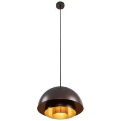 Scandinavische hanglamp donkerbrons met gouden binnenkant - Loes
