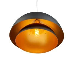 Scandinavische hanglamp zwart met goud 2-laags - Claudius