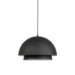 Scandinavische hanglamp zwart met wit 2-laags - Claudius