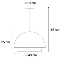 Scandinavische hanglamp zwart met wit 2-laags - Claudius