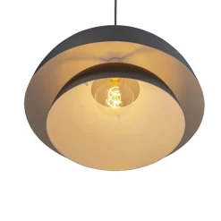 Scandinavische hanglamp zwart met wit 2-laags - Claudius