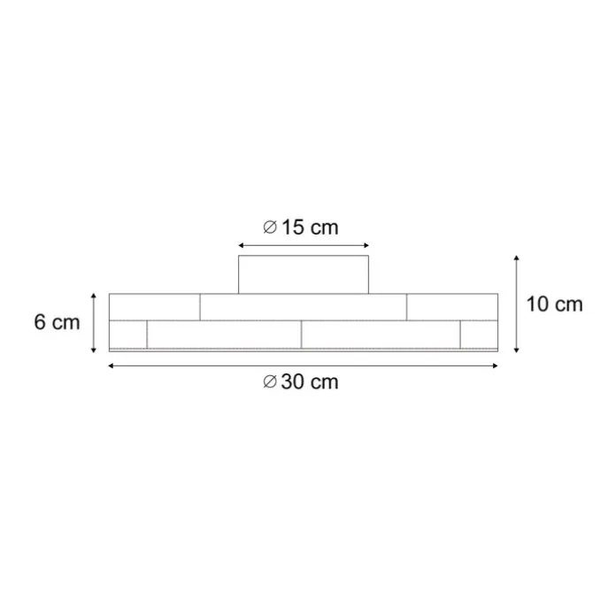 Scandinavische plafondlamp hout 30cm incl. LED dimbaar - Pecker