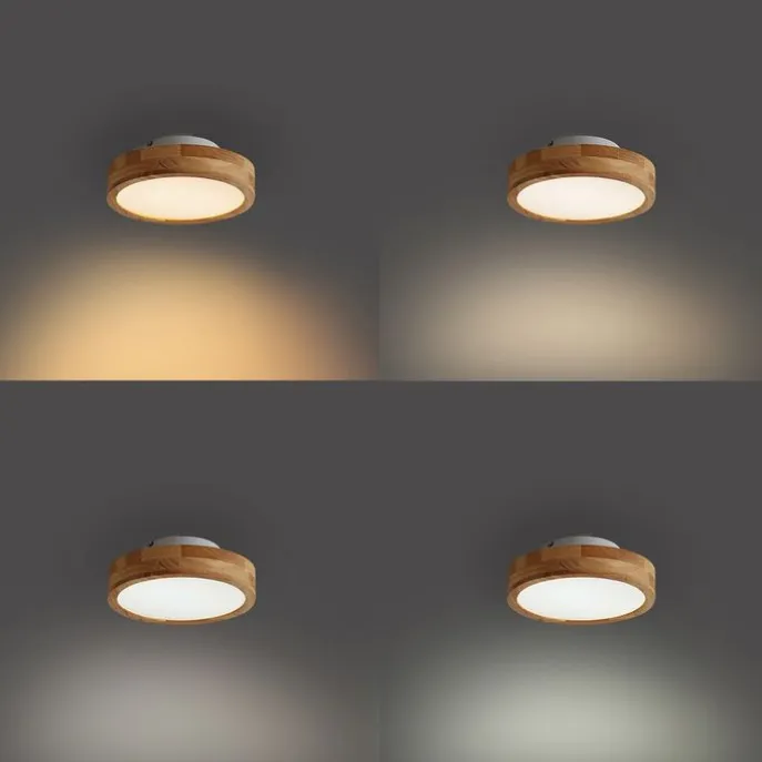 Scandinavische plafondlamp hout 30cm incl. LED dimbaar - Pecker