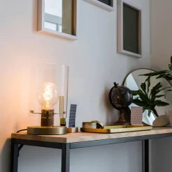 Scandinavische tafellamp brons met glas - Dome