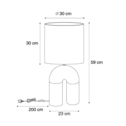 Scandinavische tafellamp groen met linnen kap wit - Lotti