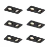 Set van 6 Afgeronde inbouwspot zwart GU10 50mm draai- en kantelbaar IP44 2-lichts - Alberto