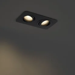 Set van 6 Afgeronde inbouwspot zwart GU10 50mm draai- en kantelbaar IP44 2-lichts - Alberto