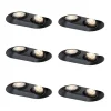 Set van 6 Afgeronde inbouwspot zwart GU10 50mm 2-lichts - Hubs