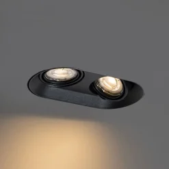 Set van 6 Afgeronde inbouwspot zwart GU10 50mm 2-lichts - Hubs