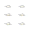 Set van 6 afgeronde inbouwspots wit GU10 50mm draai- en kantelbaar IP44 - Alberto