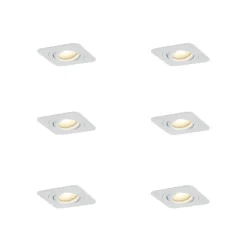 Set van 6 afgeronde inbouwspots wit GU10 50mm draai- en kantelbaar IP44 - Alberto