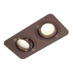 Set van 6 afgeronde inbouwspots donkerbrons GU10 50mm draai- en kantelbaar IP44 2-lichts - Alberto