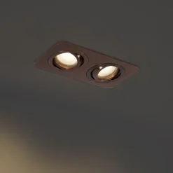 Set van 6 afgeronde inbouwspots donkerbrons GU10 50mm draai- en kantelbaar IP44 2-lichts - Alberto