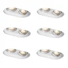 Set van 6 Afgeronde inbouwspot wit GU10 50mm 2-lichts - Hubs