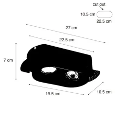 Set van 6 Afgeronde inbouwspot wit GU10 70mm 2-lichts - Hubs