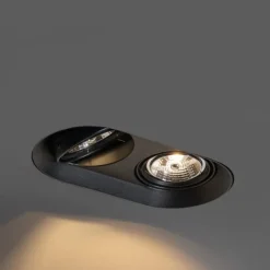 Set van 6 Afgeronde inbouwspot zwart GU10 70mm 2-lichts - Hubs