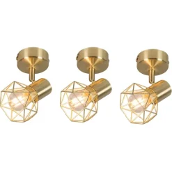 Set van 3 art deco spot messing draai- en kantelbaar - Mosh