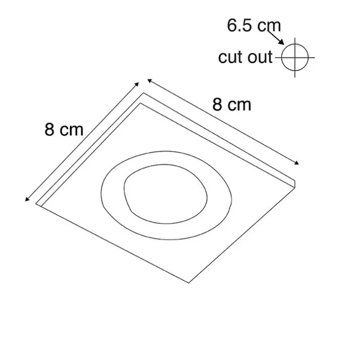 Set van 3 badkamer inbouwspots zwart vierkant IP44 - Xena