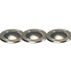 Set van 3 buiten grondspots staal verstelbaar IP65 - Delux