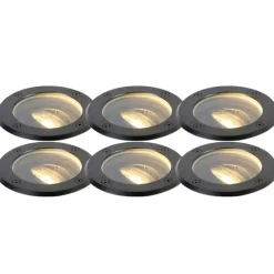 Set van 6 buiten grondspot zwart verstelbaar IP65 - Delux