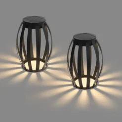 Set van 2 buiten tafellampen zwart 3-staps dimbaar solar en oplaadbaar - Sheldon