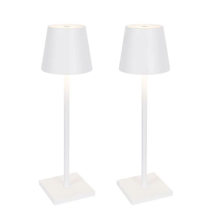 Set van 2 buiten tafellamp wit incl. LED en dimmer oplaadbaar - Janet