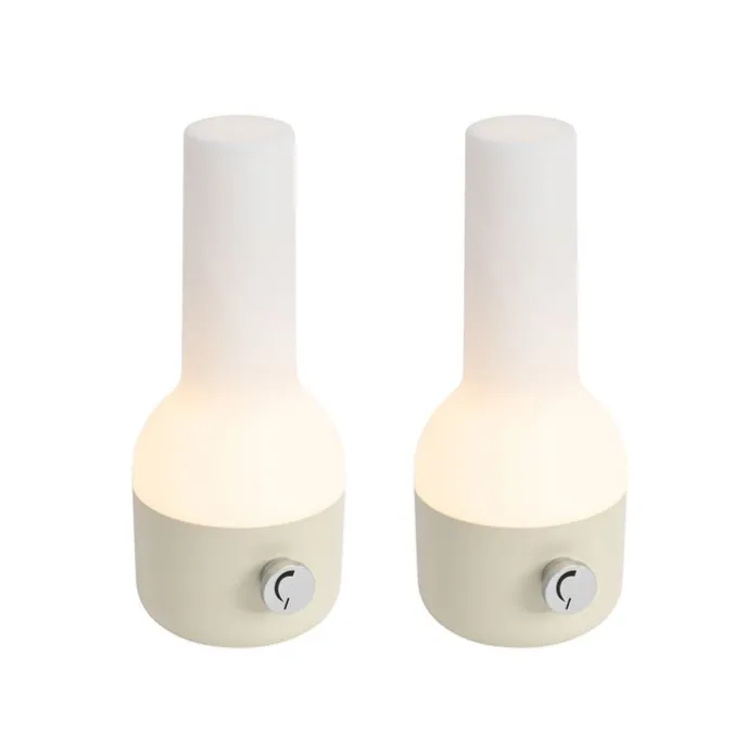 Set van 2 buiten tafellampen beige met wit incl. LED oplaadbaar - Haard