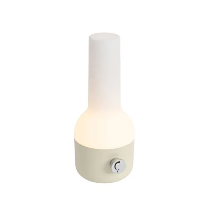 Set van 2 buiten tafellampen beige met wit incl. LED oplaadbaar - Haard