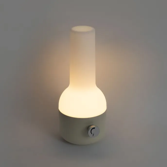 Set van 2 buiten tafellampen beige met wit incl. LED oplaadbaar - Haard