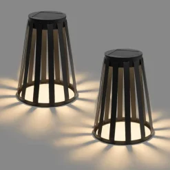 Set van 2 buiten tafellampen zwart incl. LED 3-staps dimbaar solar en oplaadbaar - Penny